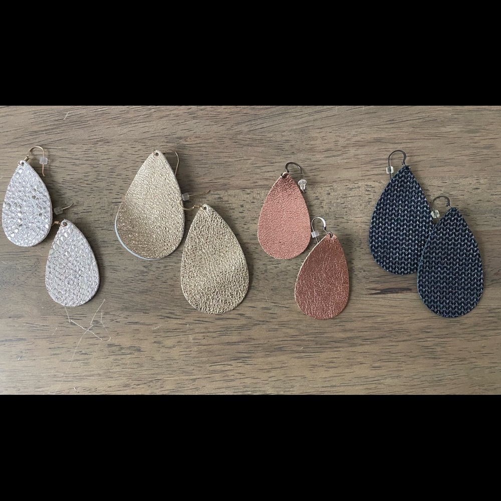 Nickel and Suede leather Earrings x 4